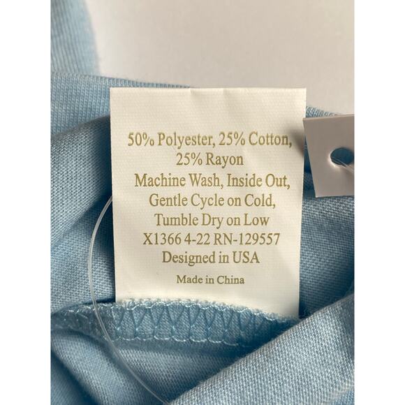 Royal Standard Women's Glacier Blue Candy Cane Santa T-shirt Size X-Small - Picture 8 of 8